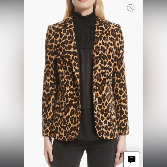 Ladies Frame velvet cheetah print blazer sz0 fits more like a size 4. - Picture 2 of 6